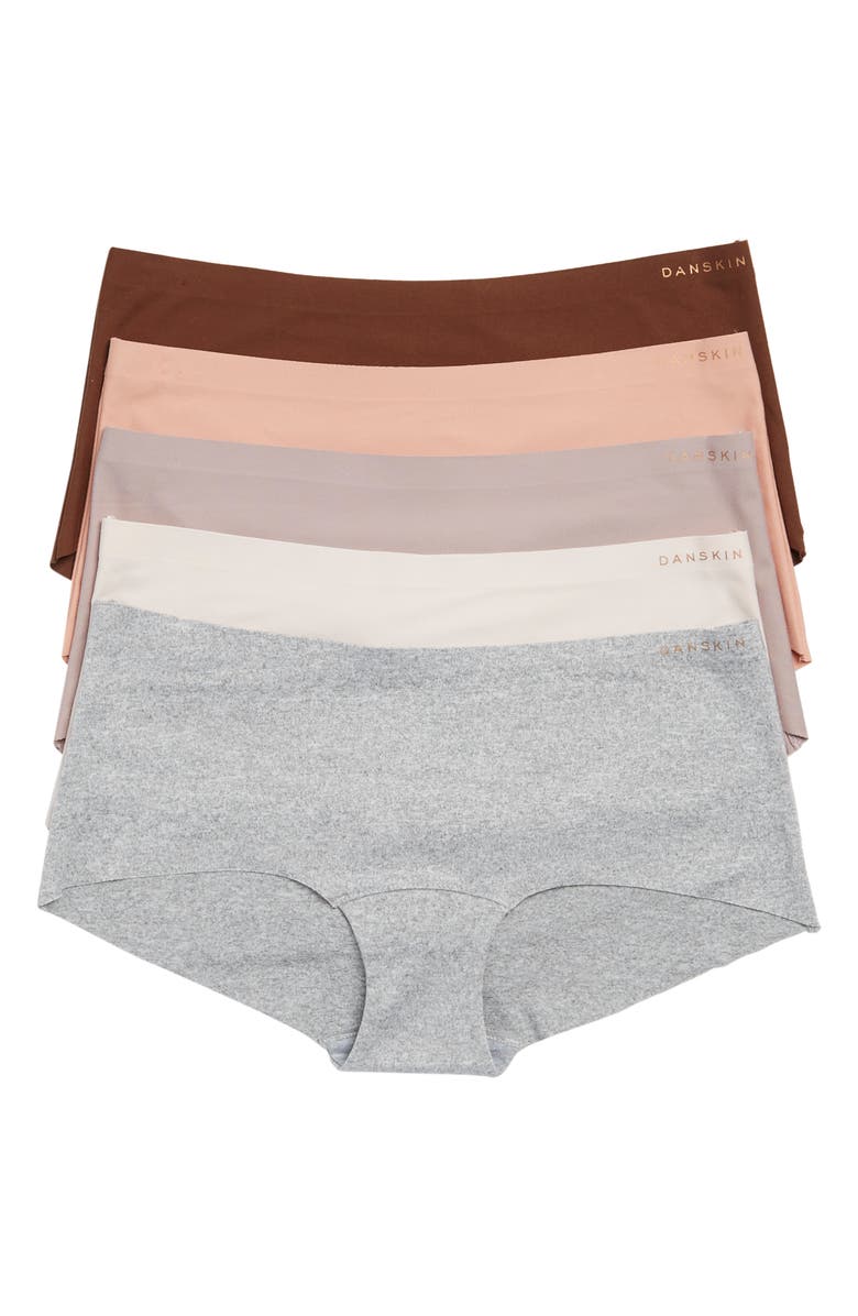 Danskin Laser Brushed Microfiber Hipster Panties - Pack of 5, Main, color,