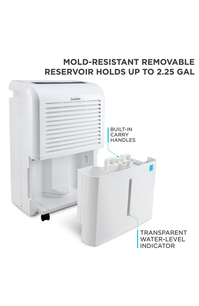 Ivation 4,500 Sq Ft Dehumidifier with Pump, Large Capacity Compressor Includes Programmable Humidity, Hose Connector, Auto Shutoff and Restart and Washable Filter, Alternate, color, White