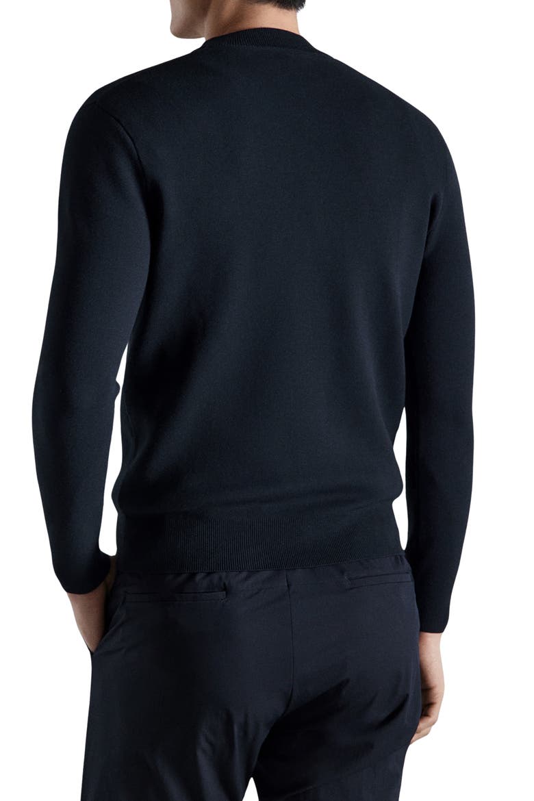 Comfort Stretch Crewneck Zip Cardigan, Alternate, color, NAVY