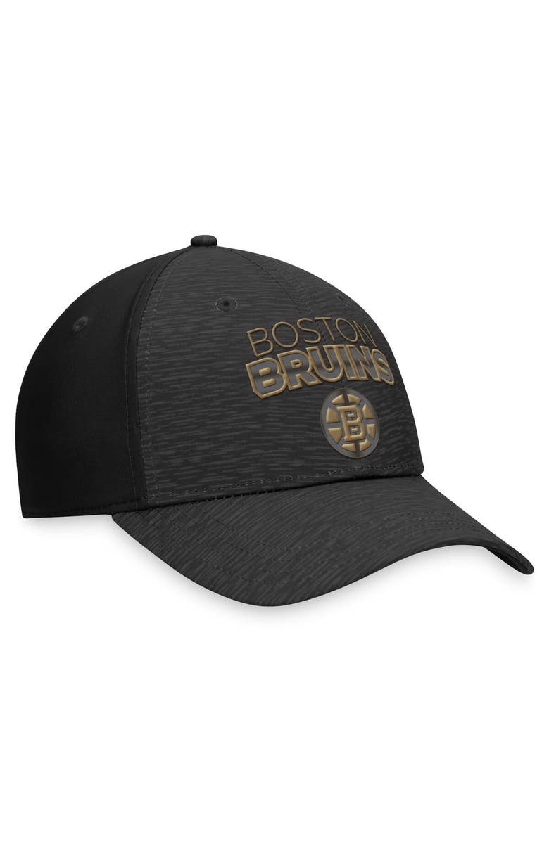 FANATICS Men's Fanatics Branded Black Boston Bruins Authentic Pro Road Stack Logo Flex Hat, Alternate, color,