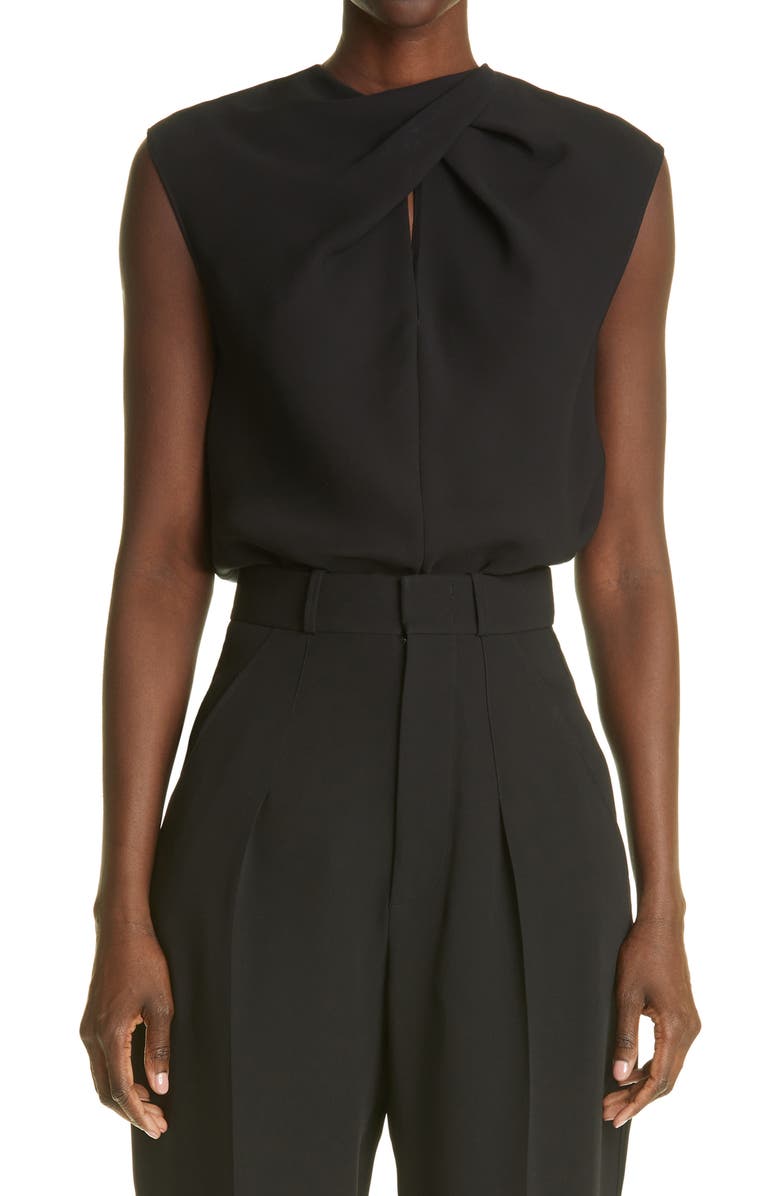 St. John Evening St. John Collection Crossover Neck Sleeveless Silk Top, Main, color,