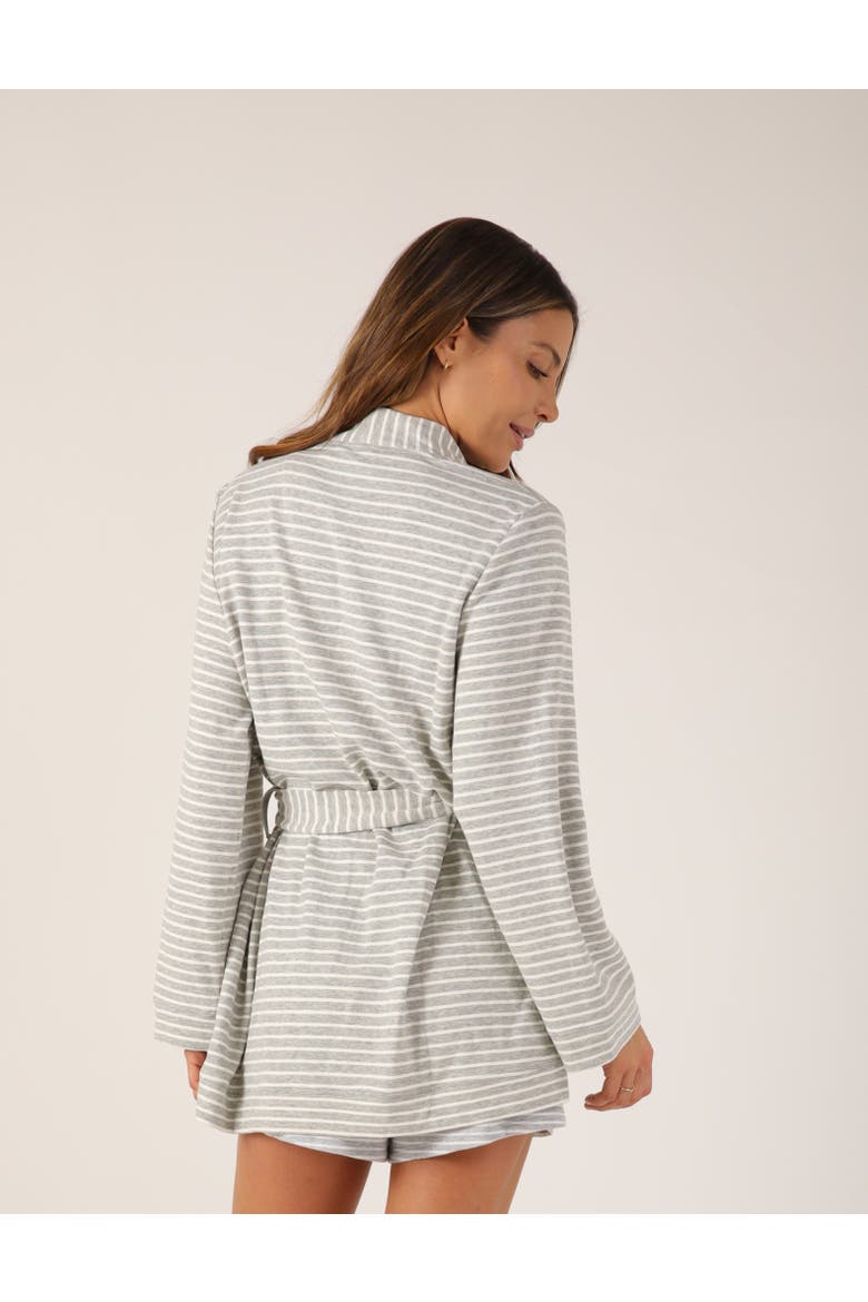 Cloud Fleece Robe, Alternate, color, Heather Grey/White Stripe Robe