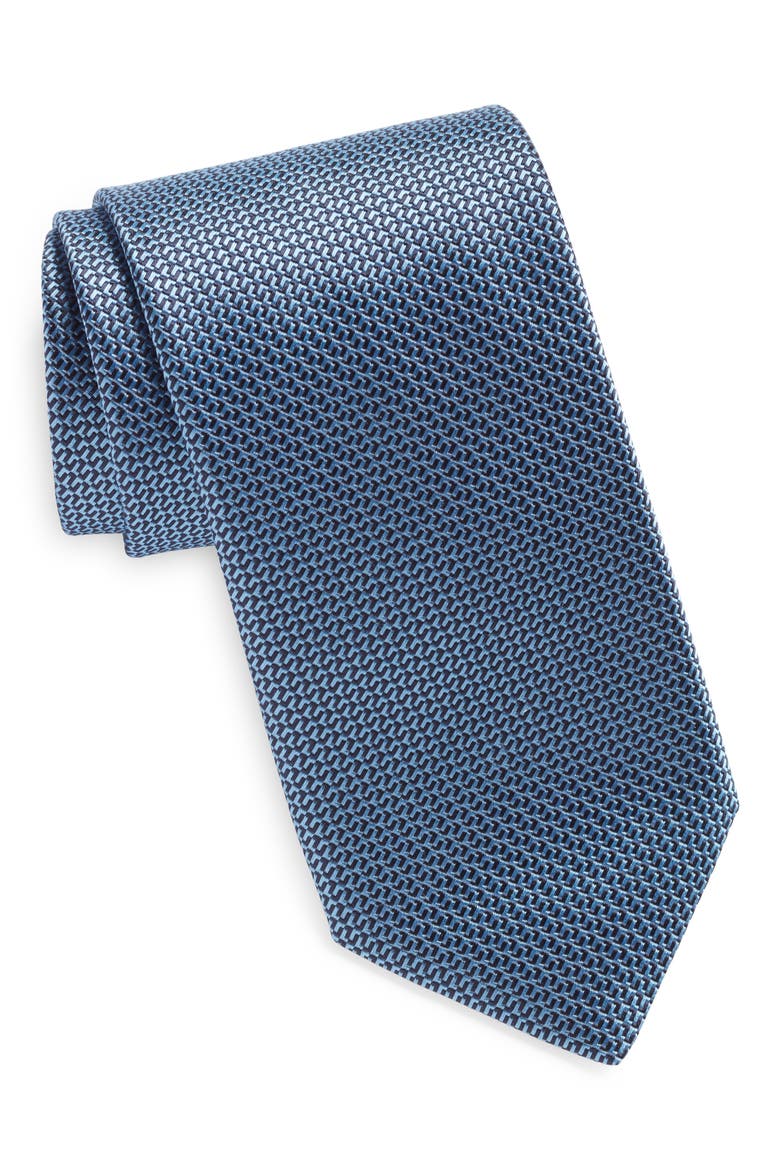 Micropattern Silk Tie, Main, color, BLUE