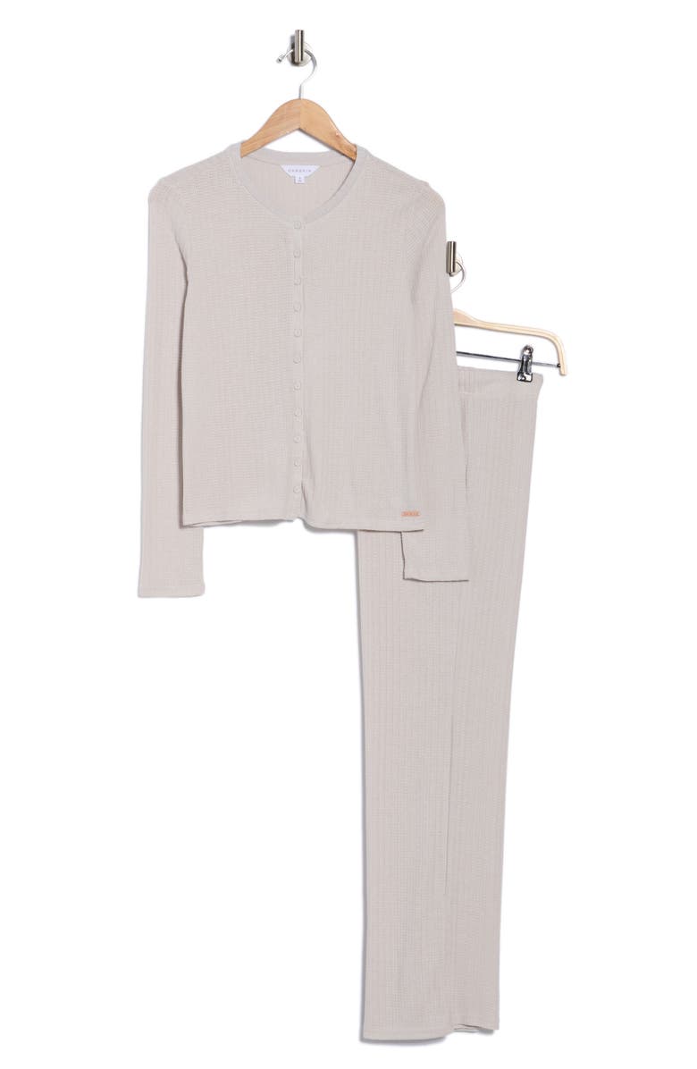 Danskin Cardigan Knit Pajamas, Alternate, color, Silver Cloud