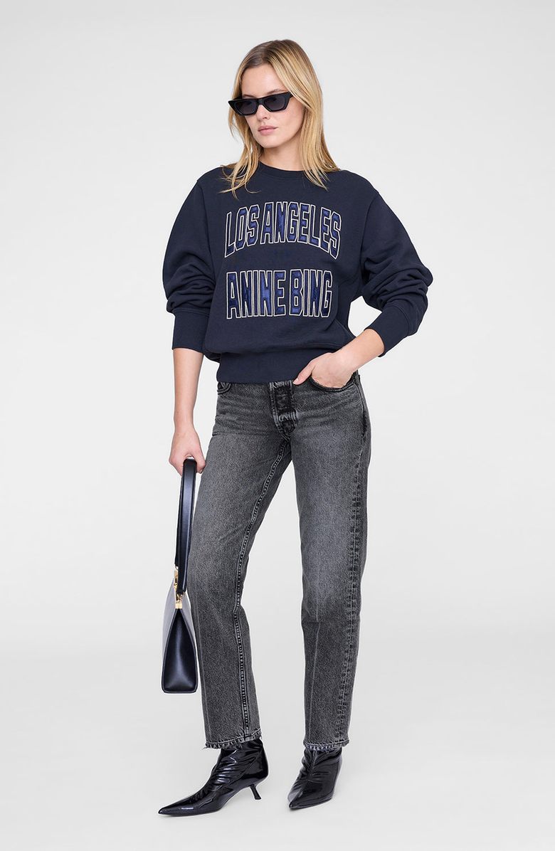 ANINE BING Harry Shrunken LA Sweatshirt, Alternate, color, Vintage Black