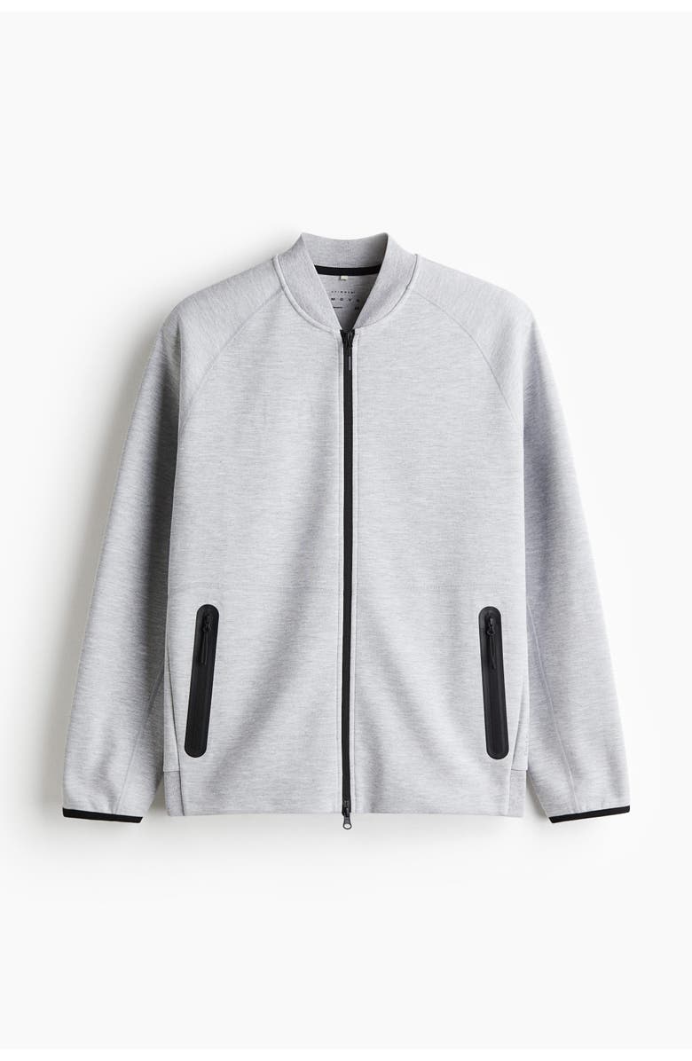 H&M Sports Bomber Jacket With Drymove, Main, color, Light Gray Melange