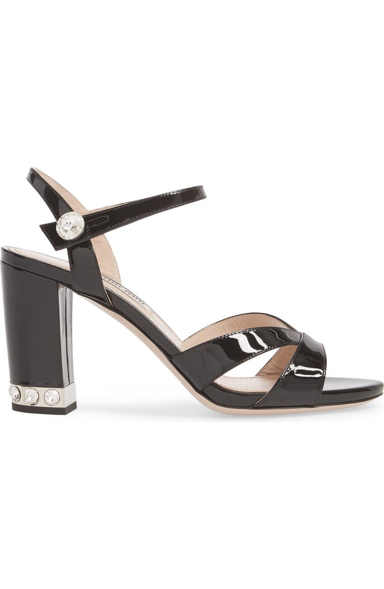Miu Miu Jeweled Heel Sandal, Alternate, color,