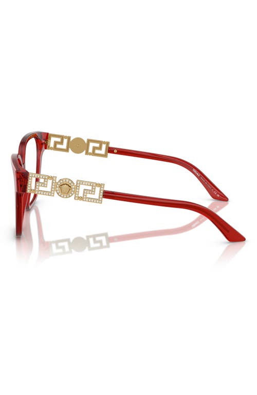 Versace 54mm Cat Eye Optical Glasses In Transparent Red