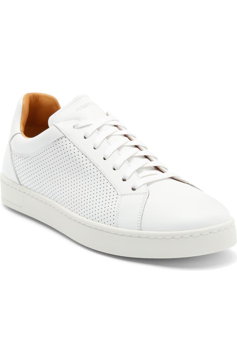 Magnanni Elonso Perforated Sneaker, Main, color, White