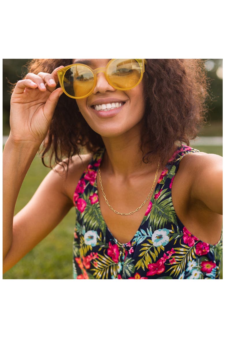 Paper Clip Chain Necklace, Alternate, color, GOLD