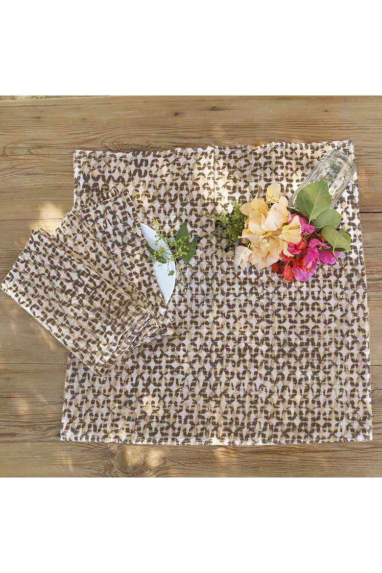 Boho Block Print Napkins, Alternate, color, Beige