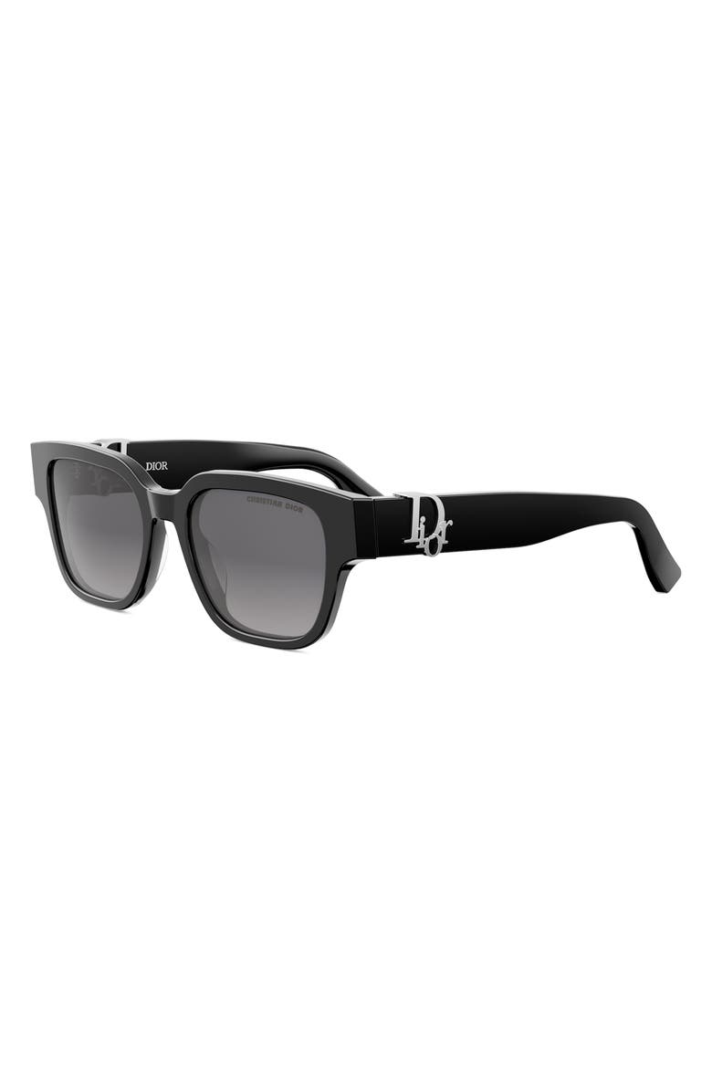 DIOR 'DiorOblique S1F 53mm Square Sunglasses, Alternate, color, Shiny Black / Gradient Smoke