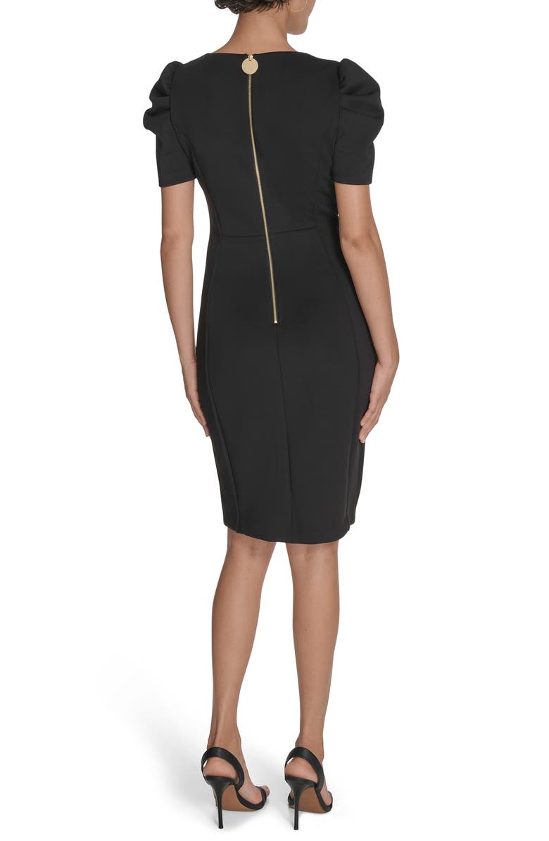 Calvin Klein Puff Sleeve Scuba Sheath Dress, Alternate, color, Black