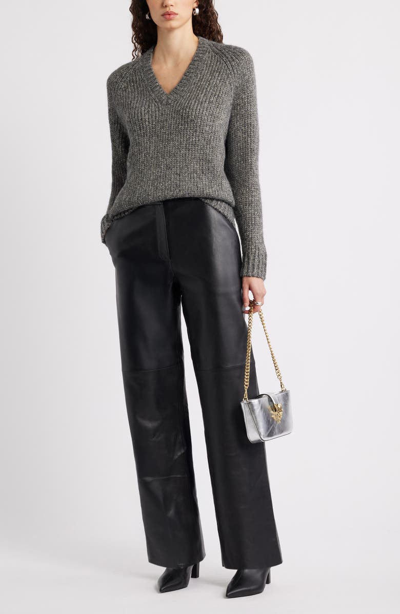 Nordstrom Sparkle V-Neck Sweater, Alternate, color, Grey Dk Heather Metallic Marl