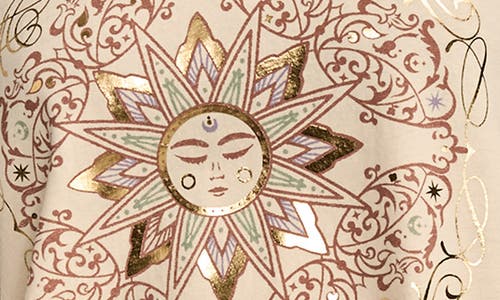 Lucky Brand Ornate Sun Frame Metallic Graphic T-shirt In Neutral