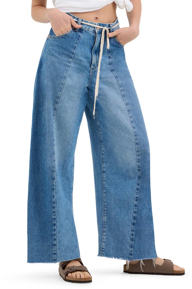 Cowboy Frayed High Waist Barrel Jeans, Main, color, TOGETHER AGAIN
