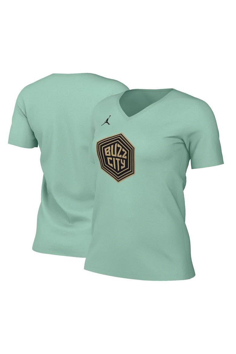 Women's Nike Mint Charlotte Hornets 2022/23 City Edition Essential V-Neck T-Shirt, Main, color, Mint