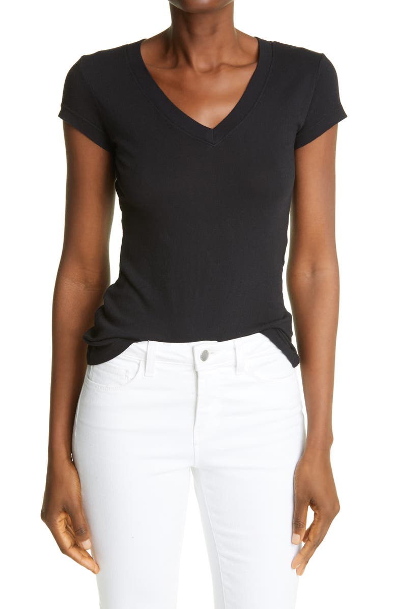 L'AGENCE Becca V-Neck T-Shirt, Main, color,