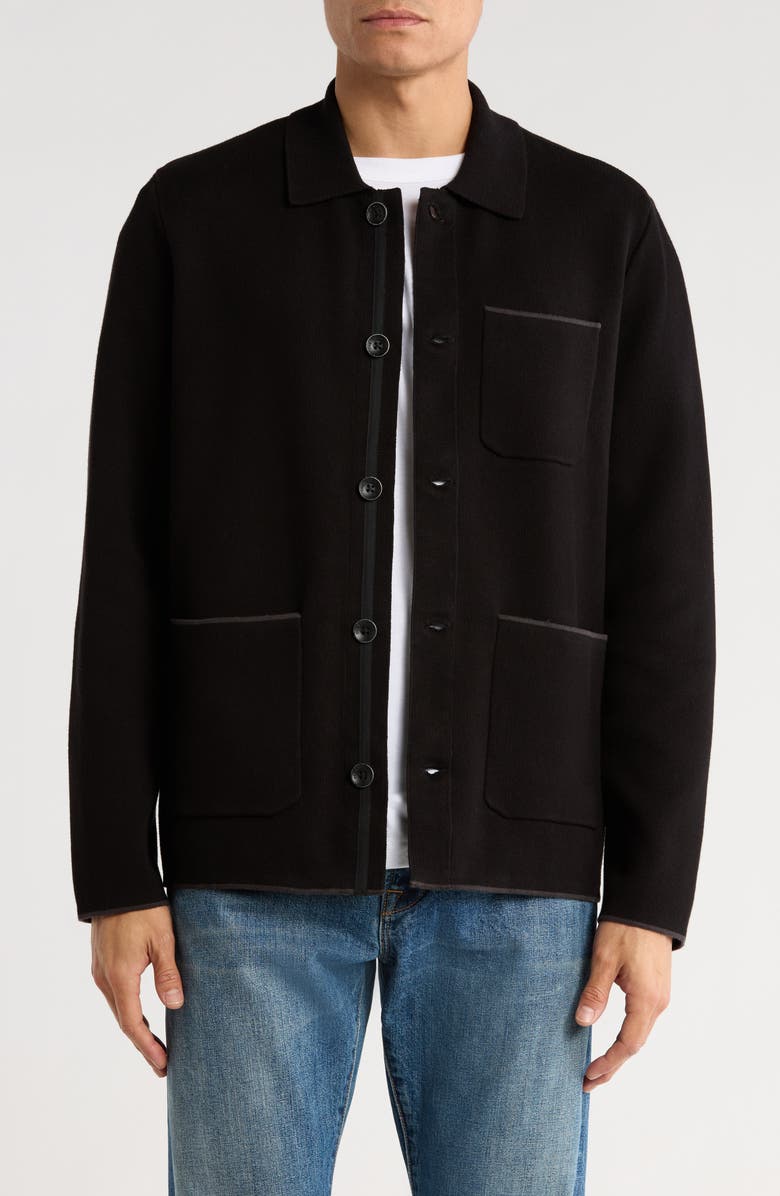 rag & bone Eddie Chore Cardigan, Main, color, Black