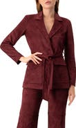 IVONNE Faux-Suede Blazer with Waist Tie
