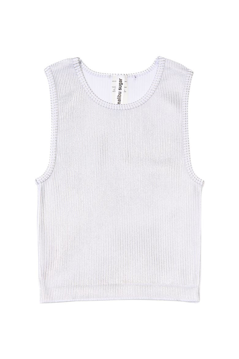 Metallic paint ribbed top - Big Kid, Alternate, color, White