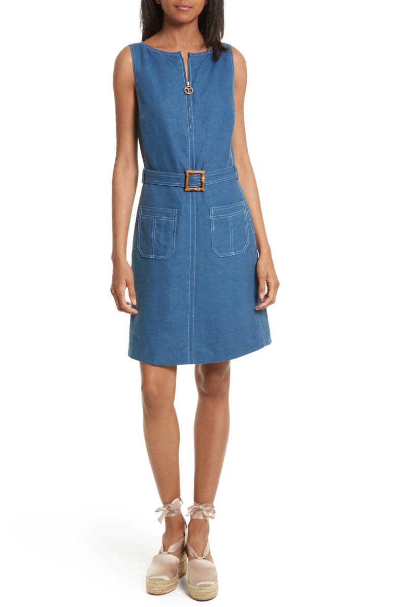 Tory Burch Nadia Linen A-Line Dress, Main, color,
