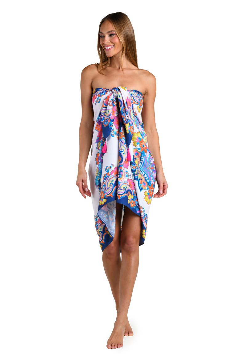Butterfly High Cover-Up Sarong, Alternate, color, WHITE MULTI