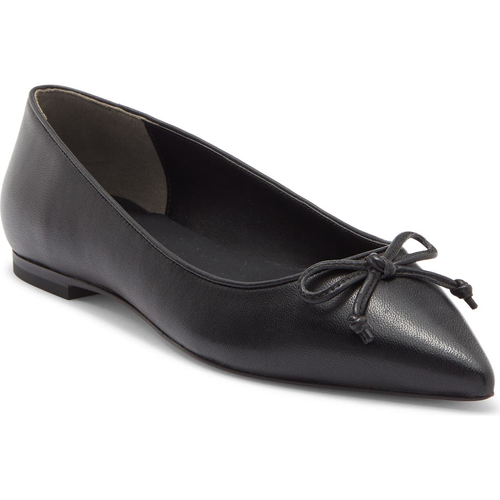 Stuart Weitzman Gabby Pointed Toe Bow Flat In Black