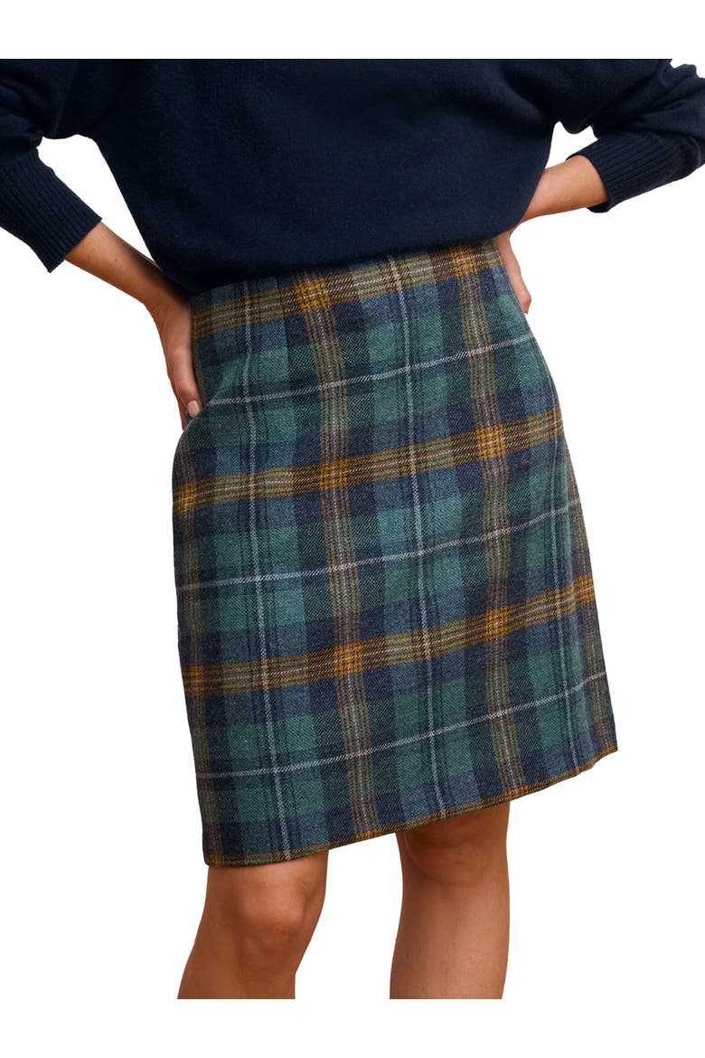 British Celt Wool Skirt, Main, color, Teal / Ochre Tartan
