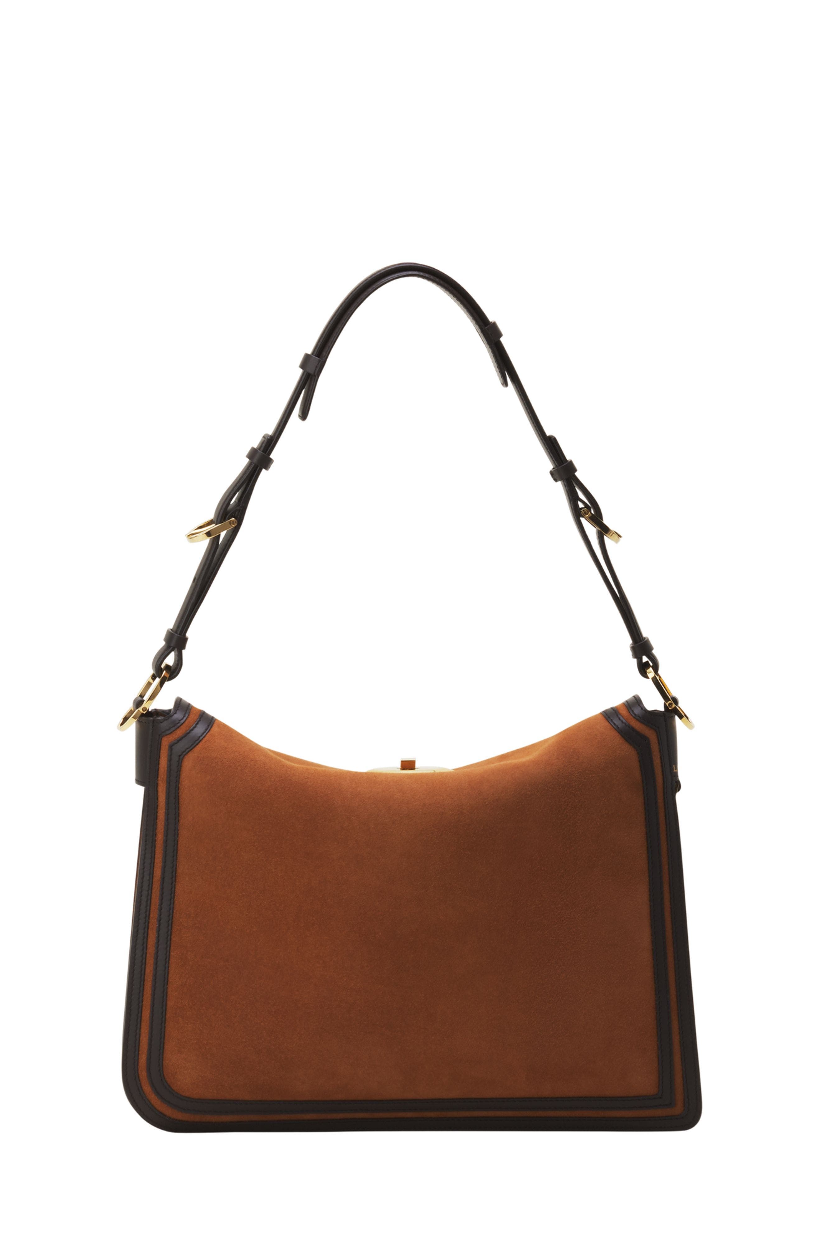Compagnon Asymmetrical Bag In Suede, Alternate, color, Chestnuts