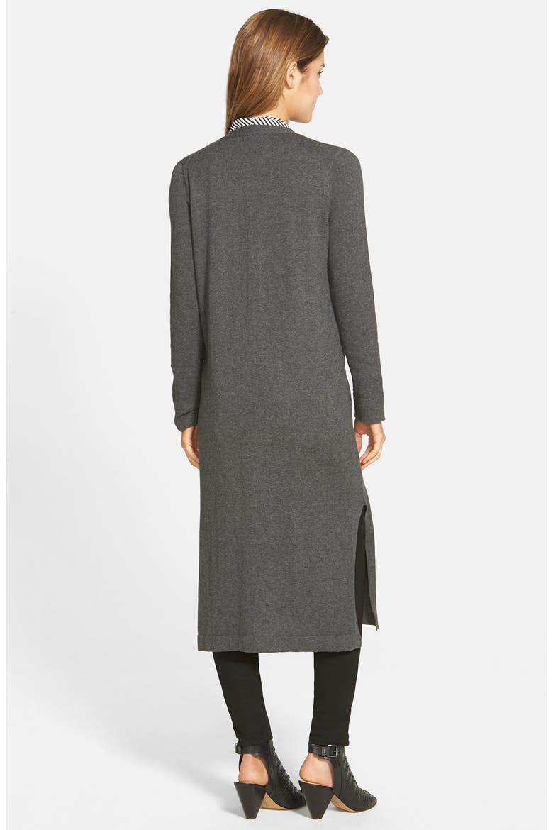 V-Neck Cotton Maxi Cardigan, Alternate, color, MEDIUM HEATHER GREY
