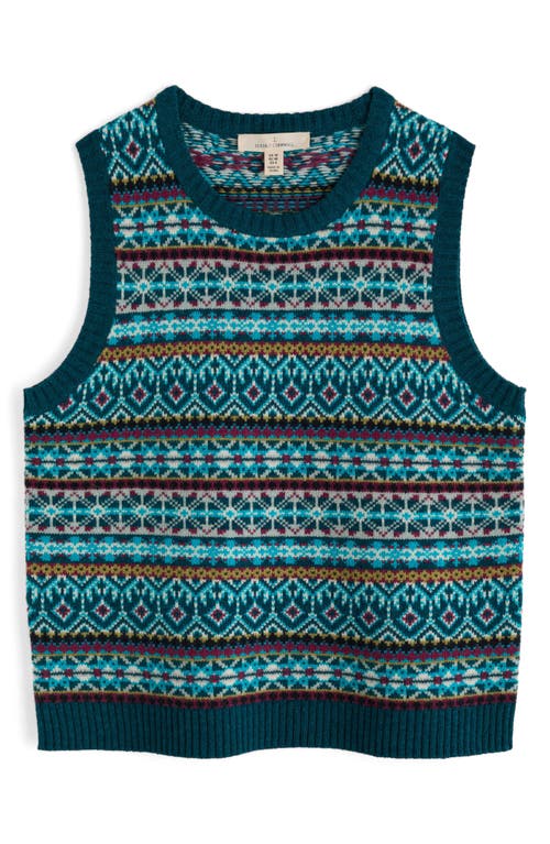 Seasalt Cornwall Percella Cove Fair Isle Merino Wool Blend Sweater Vest In Green