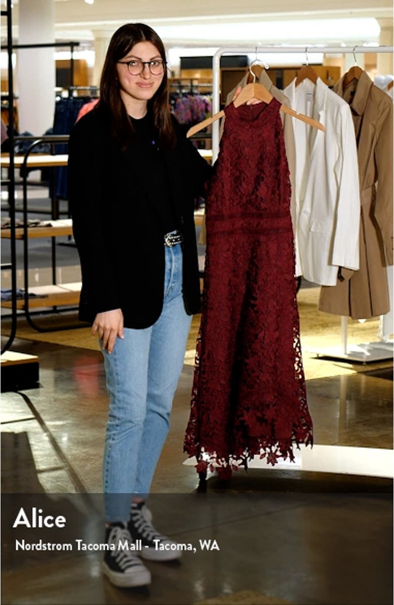 Lace Asymmetric Hem Mock Neck Dress, sales video thumbnail