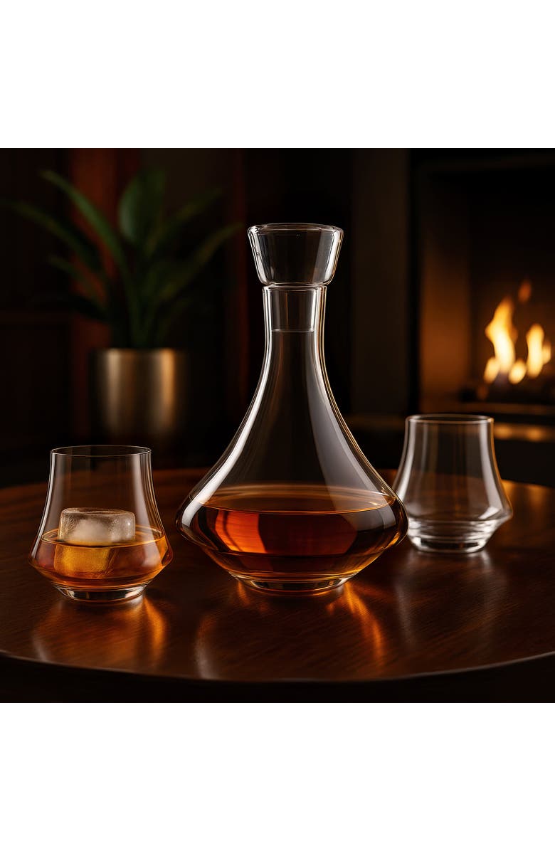 FINAL TOUCH Revolve Decanter Set with 2 Revolve DOF Glasses, Alternate, color, Clear