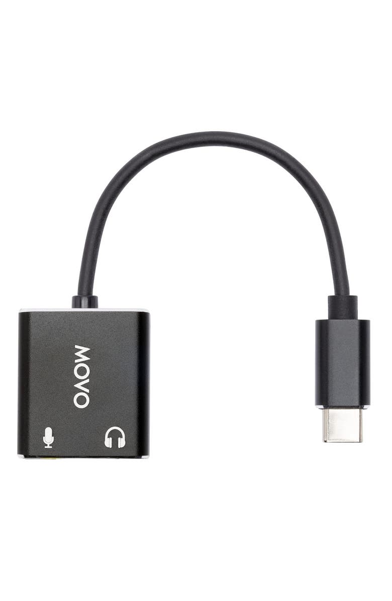 MOVO USBC-AC2 TRS Mic. to USB-C Stereo Audio Sound Card, Main, color, Black