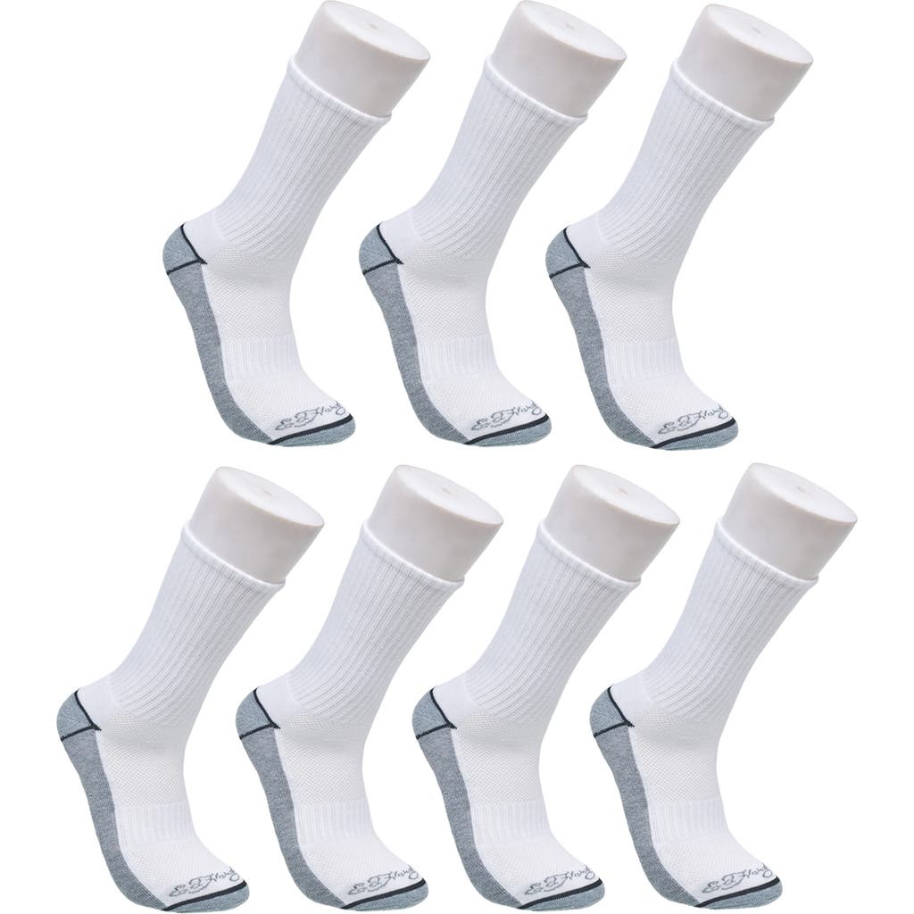 Ed Hardy Athletic Half Cushion Crew Sock 7-pack In White