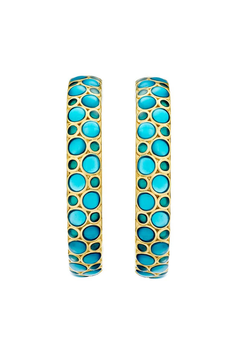 Bubble Hoop Gold Vermeil Sterling Earrings, Main, color, Blue