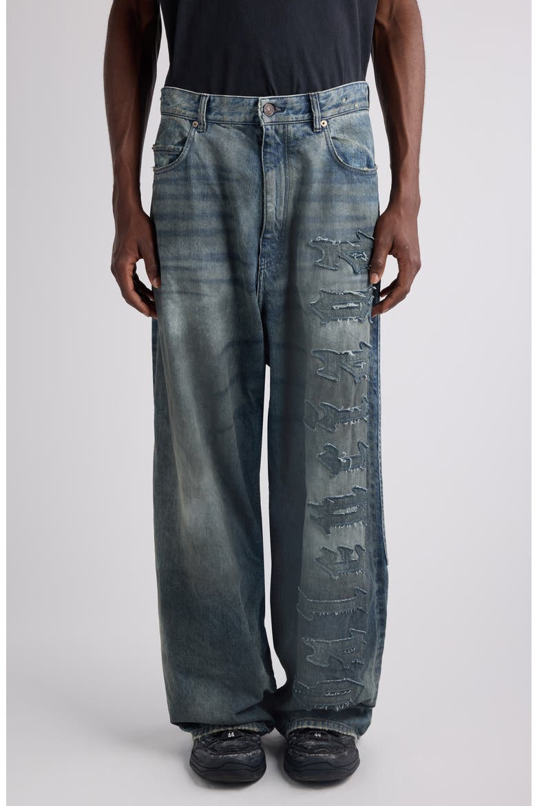 Minimal Distressed Baggy Jeans, Main, color, 1505 DIRTY GREY/ LIGHT BL