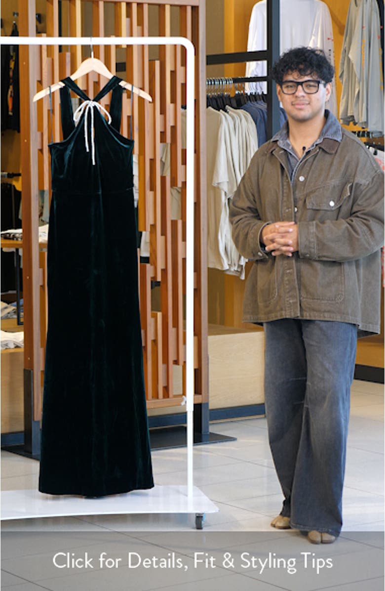 Bow Halter Neck Velvet Gown, sales video thumbnail