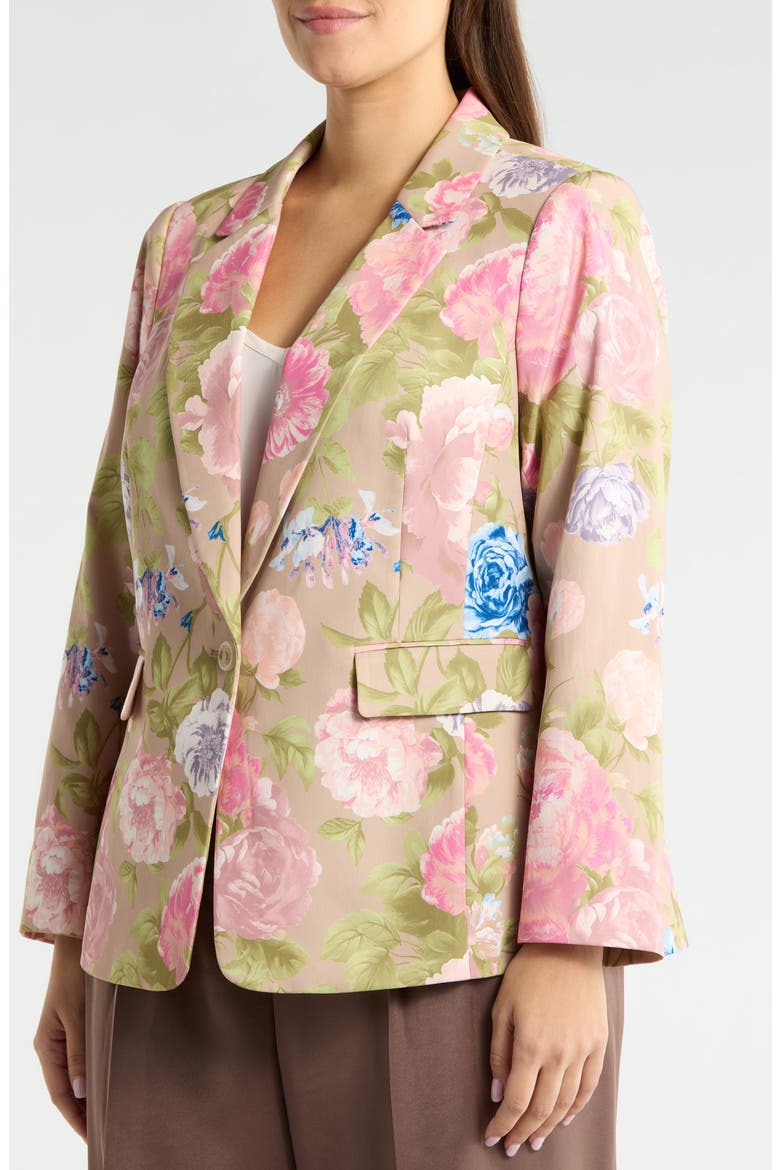 Print Sateen Blazer, Alternate, color, TAUPE MULTI