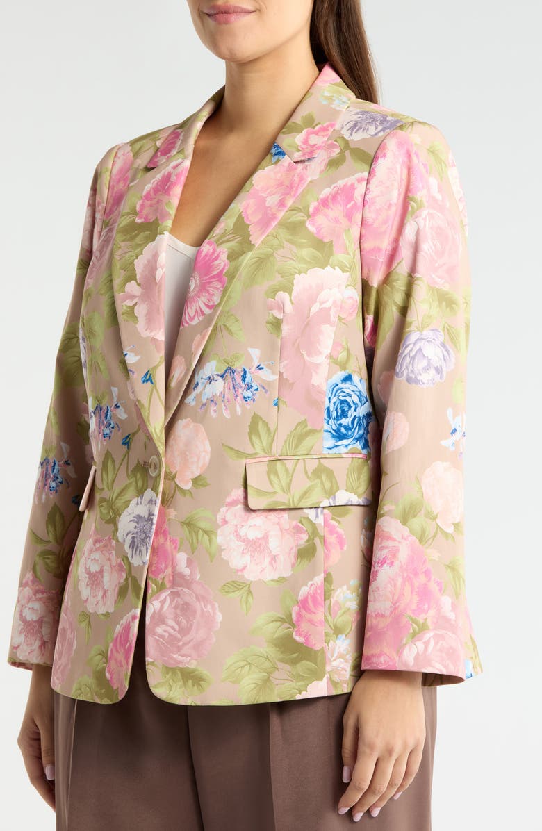Tahari ASL Print Sateen Blazer, Alternate, color, Taupe Multi