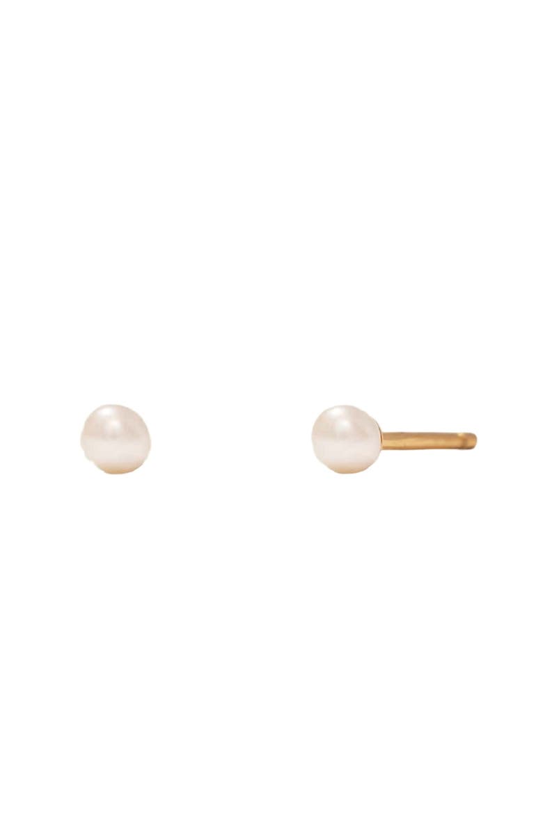 MADE BY MARY Mini Pearl Stud Earrings, Main, color, Gold Vermeil