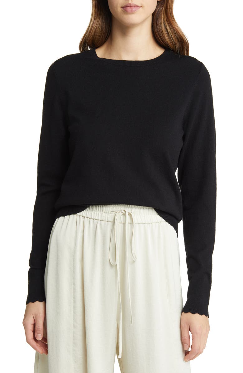 Nordstrom Scallop Cuff Crewneck Sweater, Main, color, 