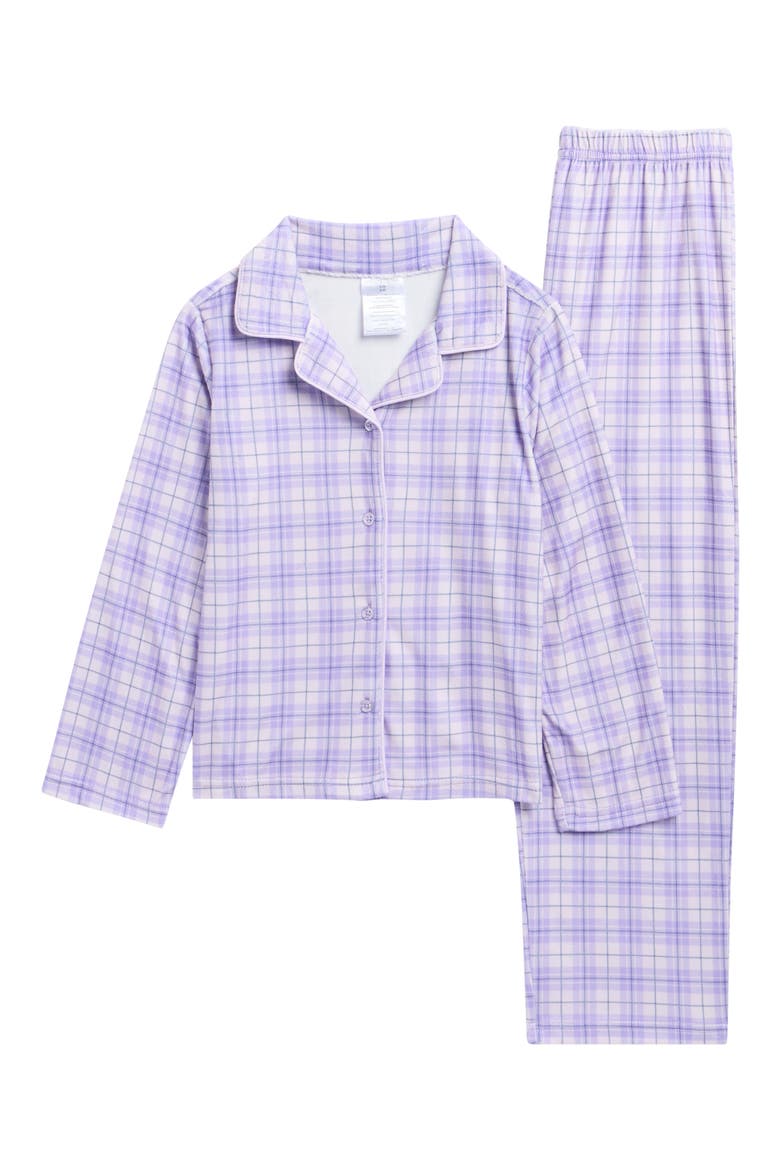 Kids' Notch Collar Pajamas, Main, color, LILAC WINTER PLAID