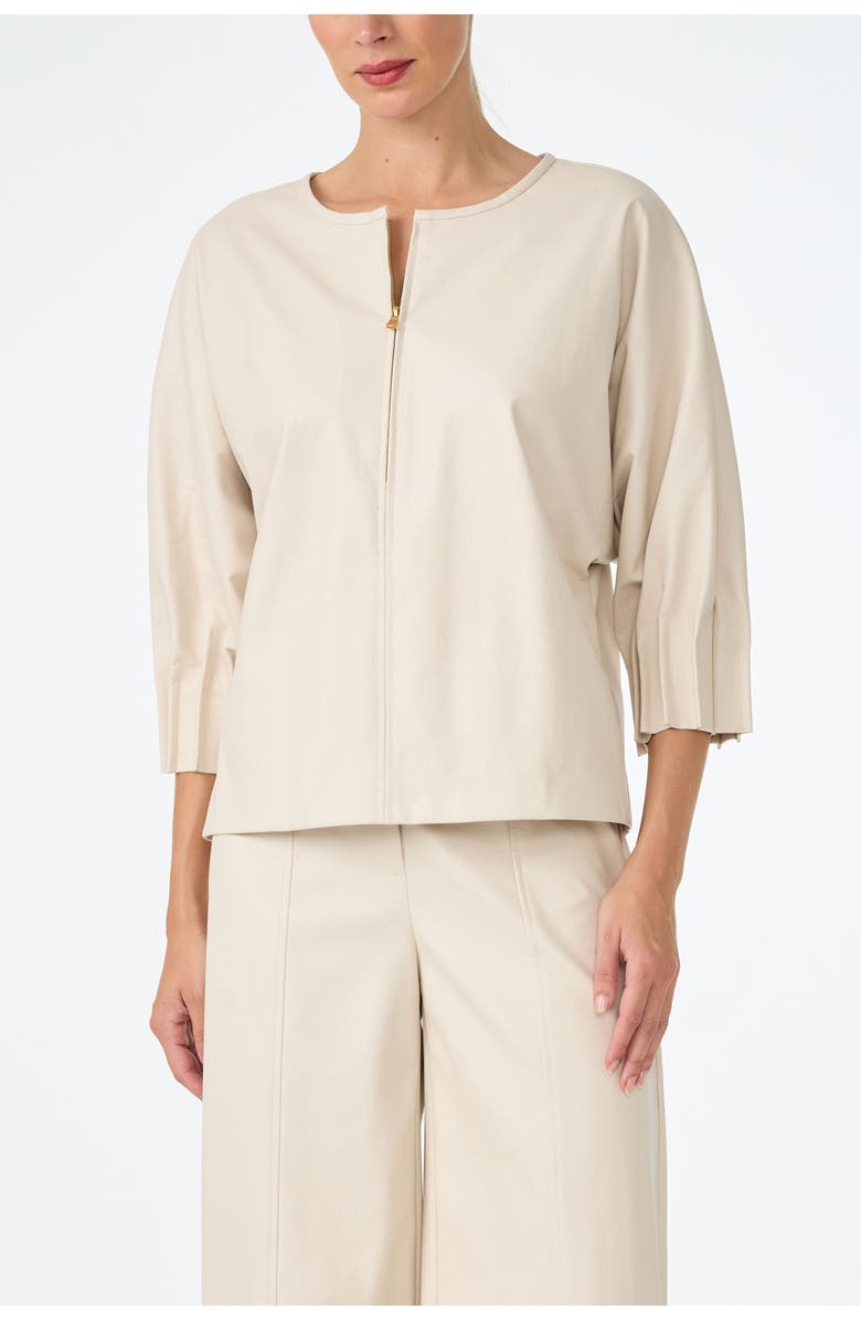 Trina Turk Coletta Faux Leather Top, Main, color, Ecru