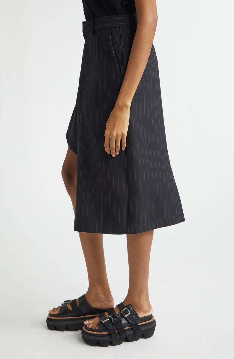 Sacai Pinstripe Twill Skirt, Alternate, color, Black Stripe
