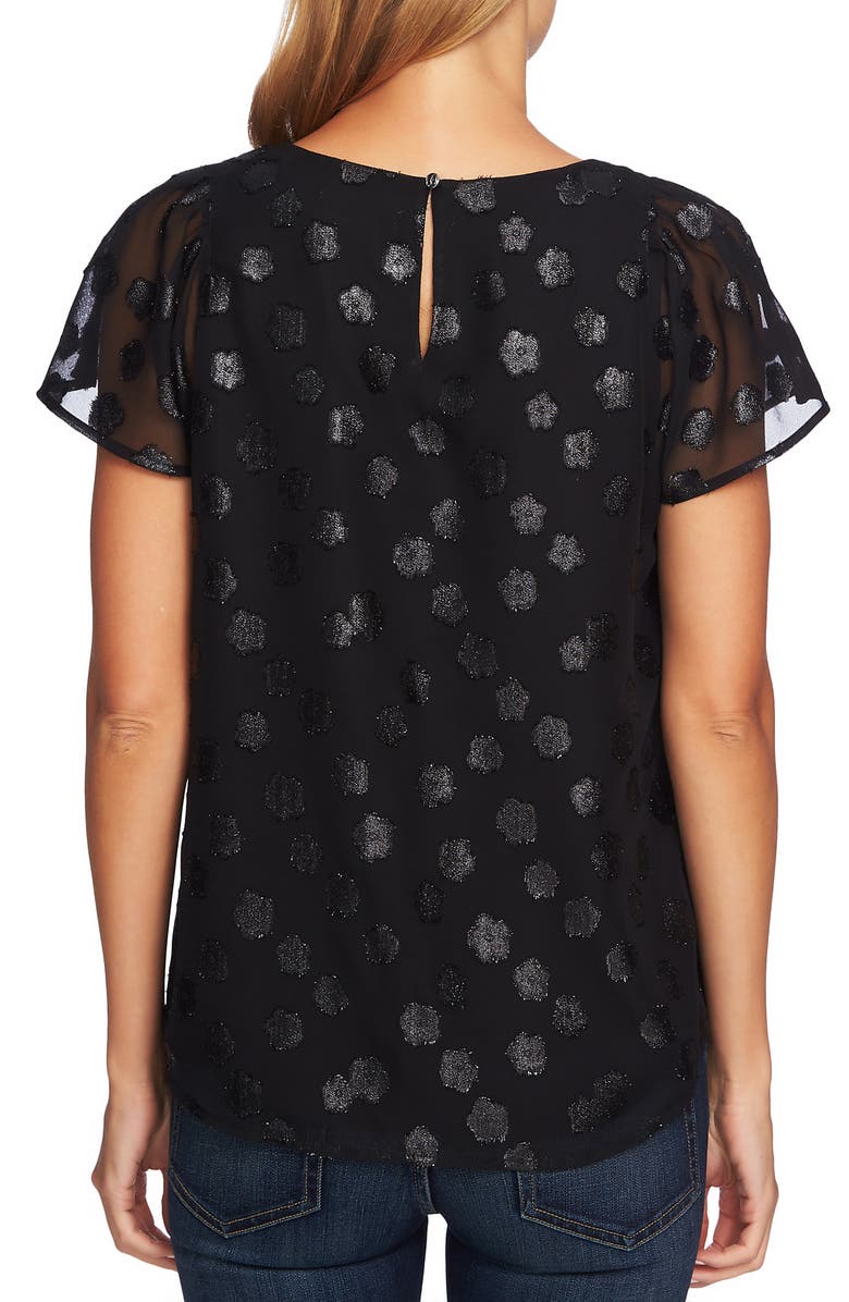 CeCe Jacquard Flutter Sleeve Blouse, Alternate, color, 