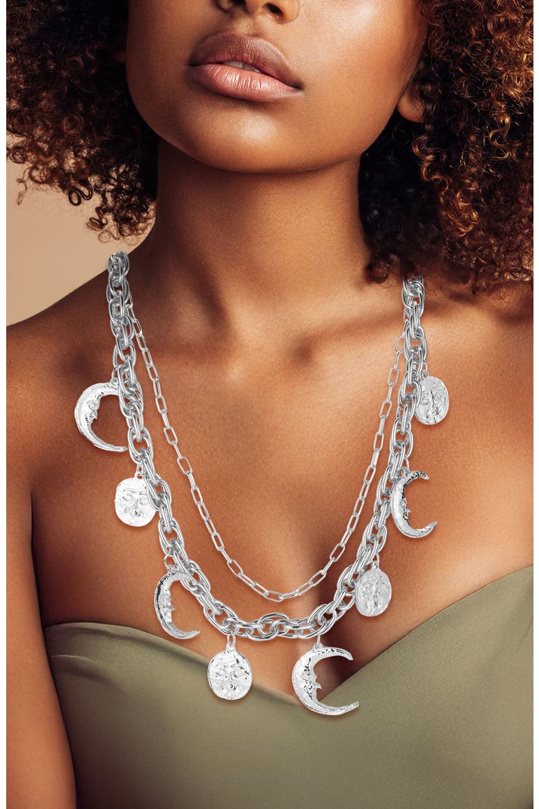 Celestial Set of 2 Necklaces, Alternate, color, SILVER