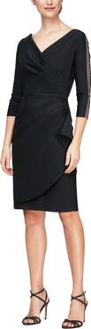 Alex Evenings Embellished Surplice Neck Sheath Cocktail Dress