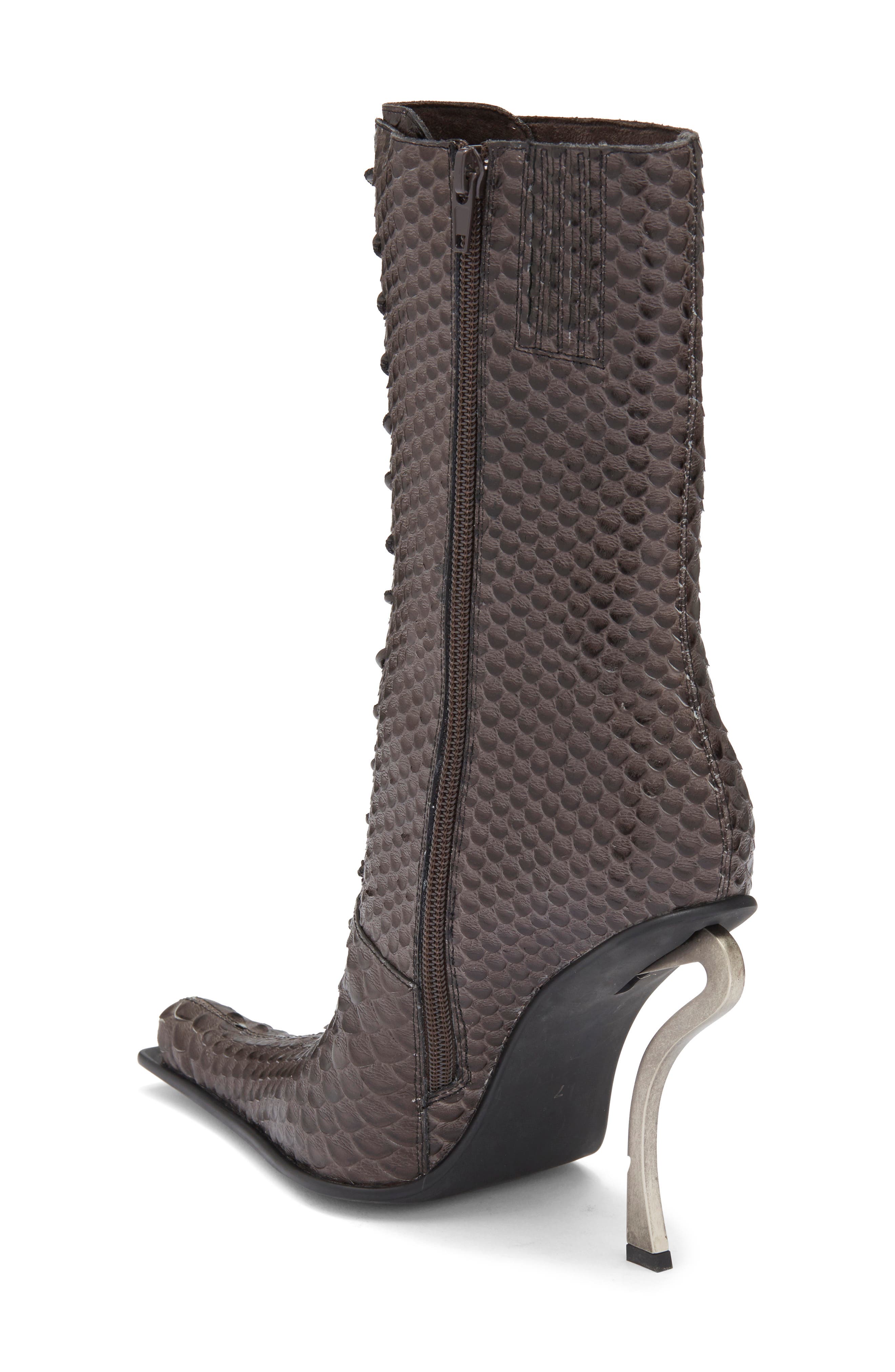 Jeffrey Campbell Rembrandt Pointy Toe Lace-Up Boot, Alternate, color, Grey Snake